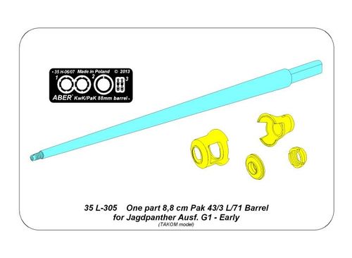 German 8,8cm One part Pak 43/3 L/71 barrel for Jagdpanther Ausf G1 early (Takom)