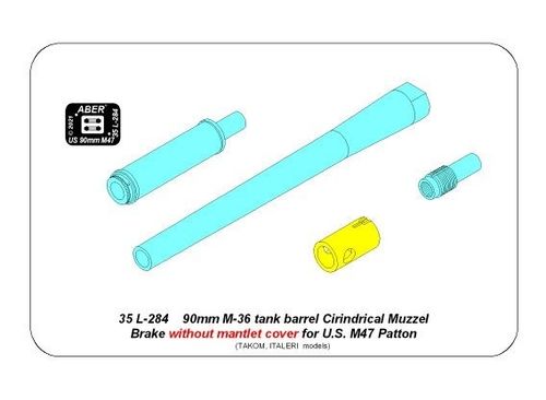 90 mm M-36 tank barrel  cyrindrical Muzzle Brake without mantlet cover for U.S. M47 Patton