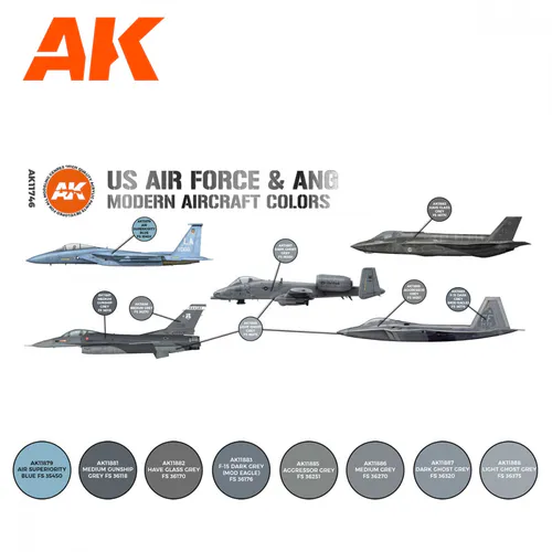 AK-Interactive AK11746 US Air Force & ANG Modern Aircraft Colors