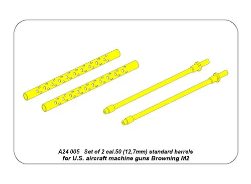 Set of 2  cal .50 (12,7mm) standard barrels for US aircraft machine guns Browning M2 - Aber Models