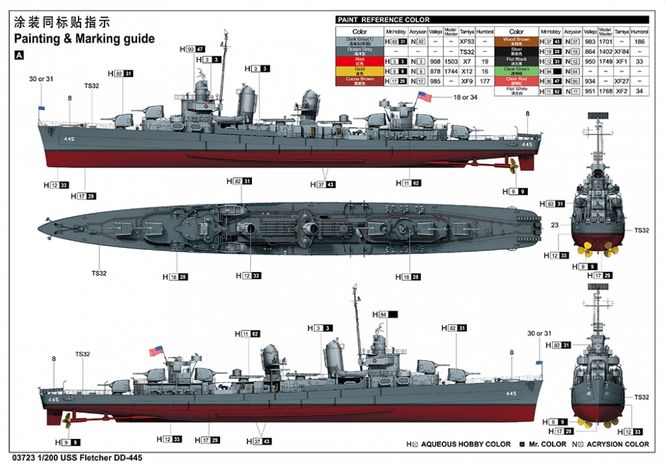 Hovedbilde Trumpeter 1:200 - USS Fletcher DD-445 (03723)