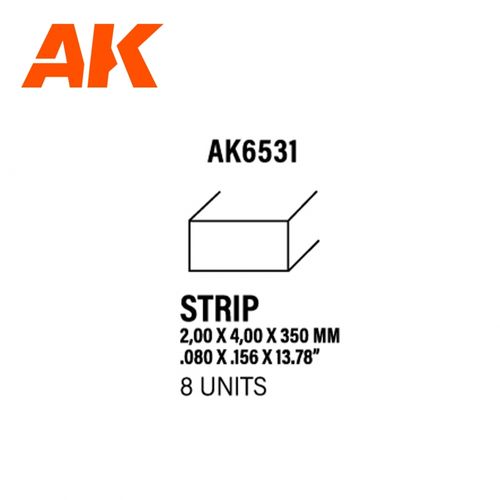 Strips 2.00 x 4.00 x 350mm - STYRENE STRIP
