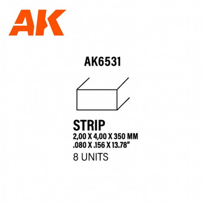 Main Image Strips 2.00 x 4.00 x 350mm - STYRENE STRIP