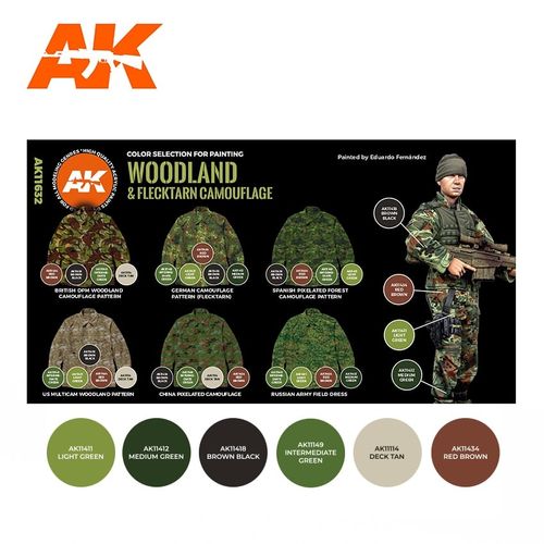 AK-Interactive AK 11632 WOODLAND & FLECKTARN CAMOUFLAGE SET