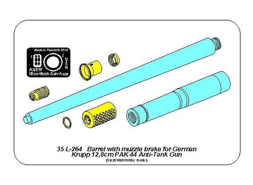 Barrel with muzzle brake for German Krupp 12,8cm PAK 44 Anti-Tank Gun (Great Wall)