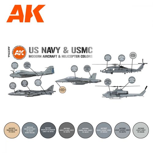 AK-Interactive AK 11744 US Navy & USMC Modern Aircraft & Helicopter Colors