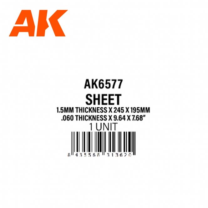 Main Image 1.5mmthickness x 245 x 195mm - STYRENE SHEET