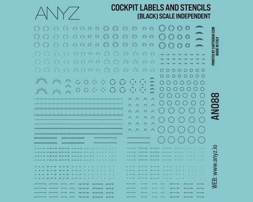 ANYZ Cockpit Labels and Stencils (Black) (Scale Independent)