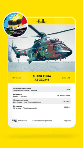 Heller 1:72 - Super Puma AS 332 M1 - Starter Set 56367 