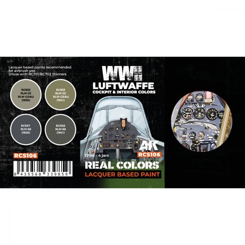 AK-Interactive RCS106 Luftwaffe WWII Cockpit & Interior Colors Set