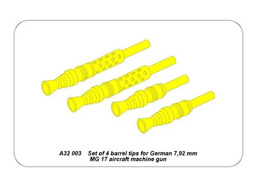 4  barrels tips for MG 17 - Aber Models