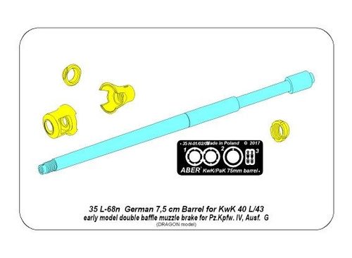 Germ.75mm barrel for KwK40L/43 with early model muzzle brake for Pz.Kpfw.VI, Ausf.G