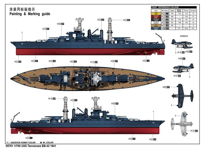 Hovedbilde Trumpeter 1:700 - USS Tennessee BB-43 1941 ...