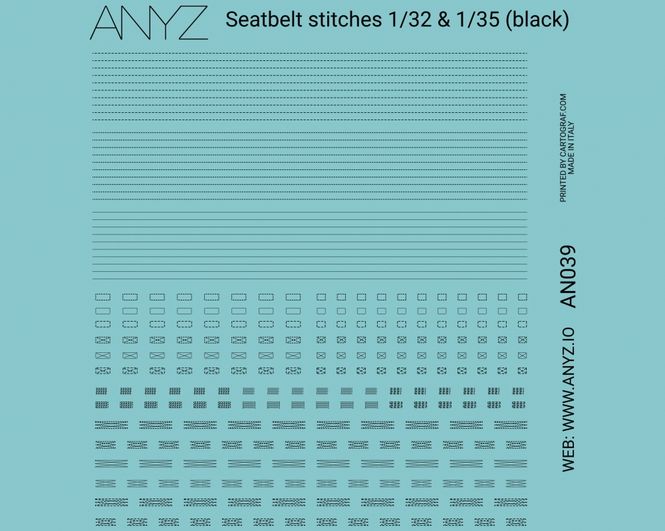 Main Image ANYZ Seatbelt stitches 1:32 & 1:35 (black)