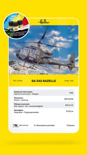 Heller 1:48 - SA 342 Gazelle - Starter Kit 56486 