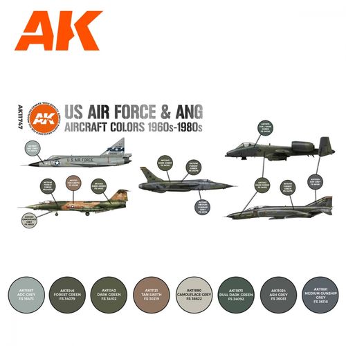 AK-Interactive AK11747 US Air Force & ANG Aircraft Colors 1960s-1980s