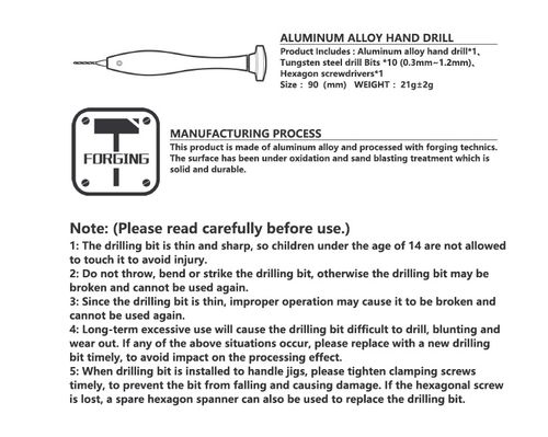 DSPIAE Aluminum Alloy Hand Drill AT-HD