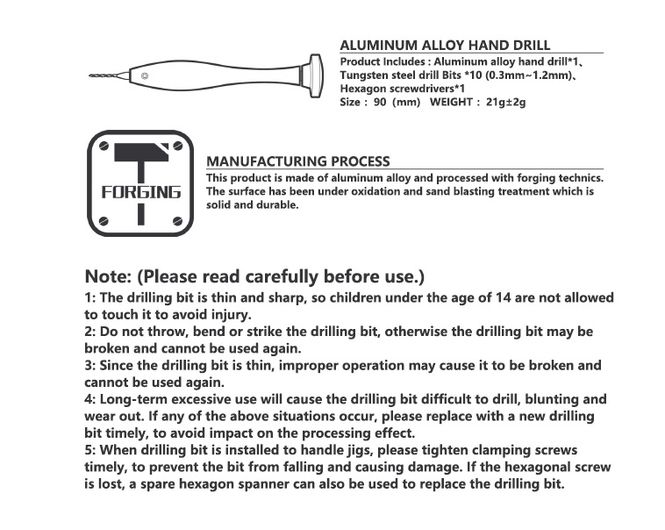 Main Image DSPIAE Aluminum Alloy Hand Drill AT-HD