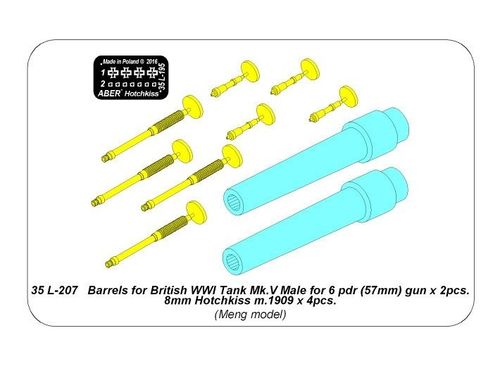 Barrels for British WWI Tank Mk.V Male
