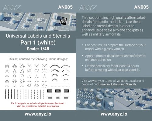 ANYZ Universal Labels and Stencils 1:48 Part 1 (white)