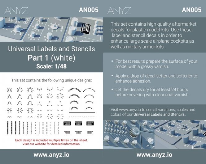 Main Image ANYZ Universal Labels and Stencils 1:48 Part 1 ...