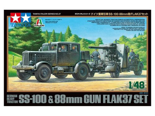 Tamiya 1:48 - German Heavy Tractor SS-100 and 88mm Gun Flak37 Set (37027)