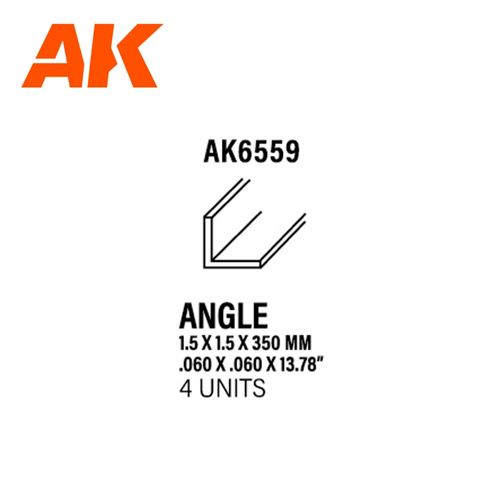 Angle 1.50 x 1.50 x 350mm - STYRENE STRIP