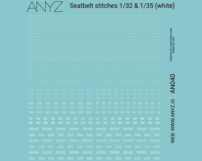 Main Image ANYZ Seatbelt stitches 1:32 & 1:35 (white)