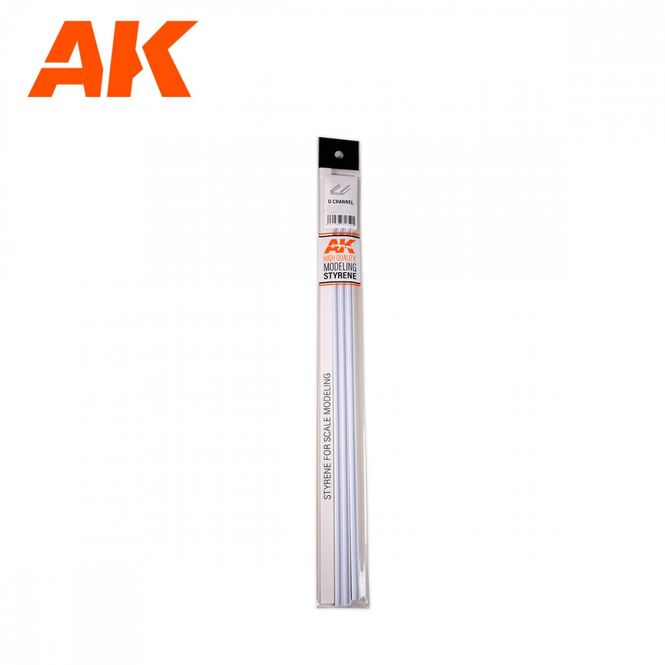 Main Image U Channel 5.0 width x 350mm - STYRENE STRIP