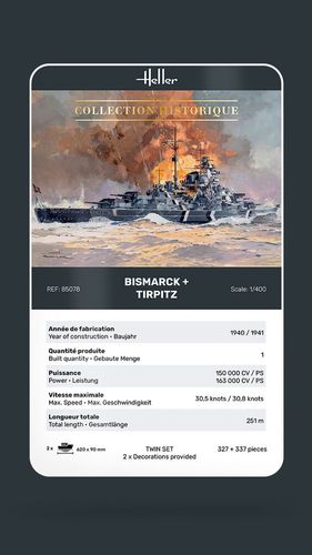 Heller 1:400 - Bismarck And Tirpitz Twinset 85078 