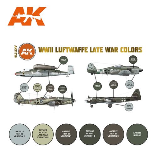 AK-Interactive AK 11718 WWII Luftwaffe Late War Colors Set