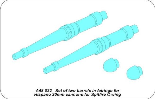 2 barrels for Hispano 20mm for Spitfire - Aber Models