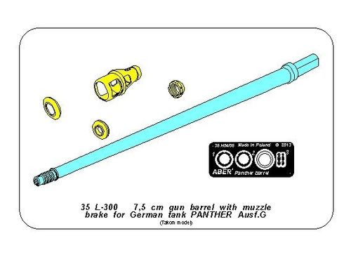 7,5 cm  barrel  with muzzle brake for Panther Ausf.G  (Takom)
