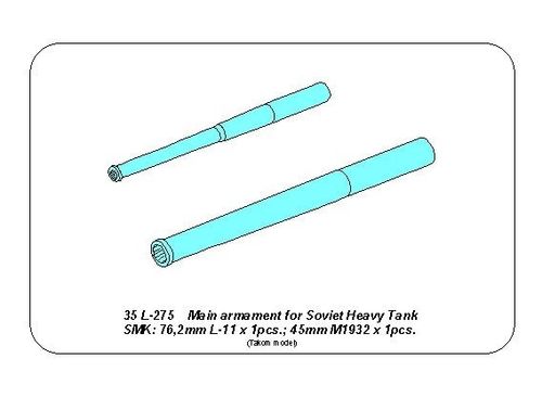 Main Armament for Soviet Heavy Tank SMK  1x76,2mm L-11,  1x45mm M1932,
