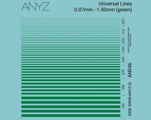 ANYZ Universallinjer 0,07 mm - 1,50 mm (grønn)