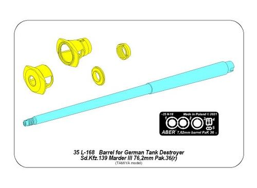 Barrel  76,2mm Pak 36(r) for German Tank Destroyer Marder III (Sd.Kfz. 139)