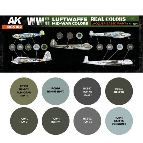 AK-Interactive RCS102 Luftwaffe WWII Mid-War Colors Set