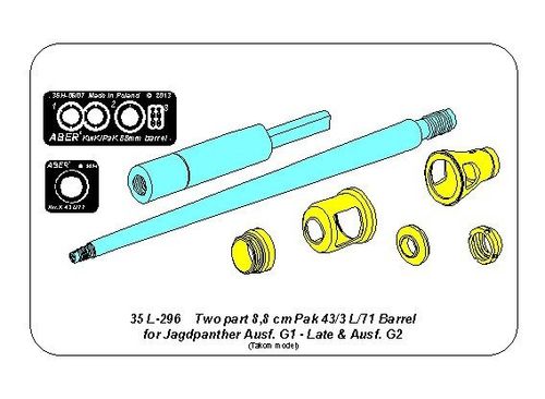 German 8,8cm Two part Pak 43/3 L/71 barrel for Jagdpanther Ausf G1 late & G2 (Takom)