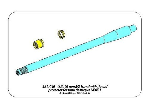 U.S 90 mm M3 barrel  with thread protector for tank destroyer M36B1