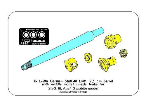 German StuK.40 L/48 7,5 cm Barrel with middle muzzle brake for Stug.III, Ausf G middle