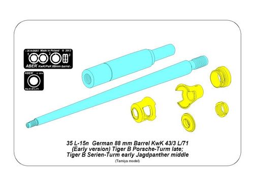 German 88 Kwk 43/3 L/71(Early)Tiger B Porsche-Turm Late, Tiger B Serien-Turm early, Jagdpanther middle